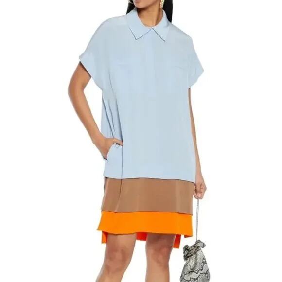 Diane Von Furstenberg Dresses & Skirts - Diane von Furstenberg NWT XS/S Hatsu Tiered Colorblock Silk Crepe Shirt Dress